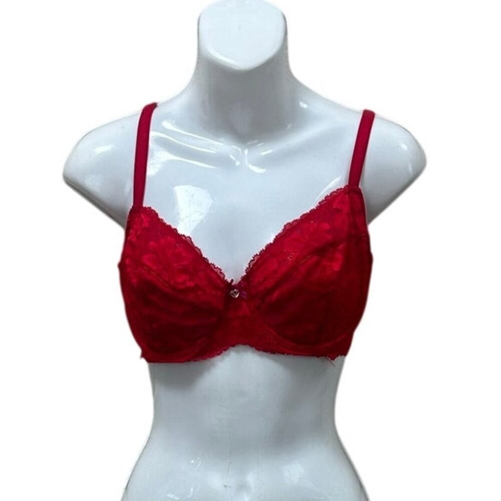 Victoria’s Secret Red Unlined Lace Bra size 34 DD
